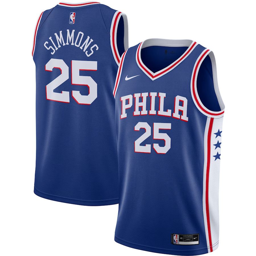 Men Philadelphia 76ers 25 Ben Simmons Nike Royal Swingman NBA Jersey